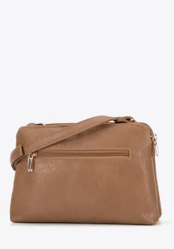 Crossbody damska z ekoskóry dwukomorowa ciemny beż><noscript><img width=