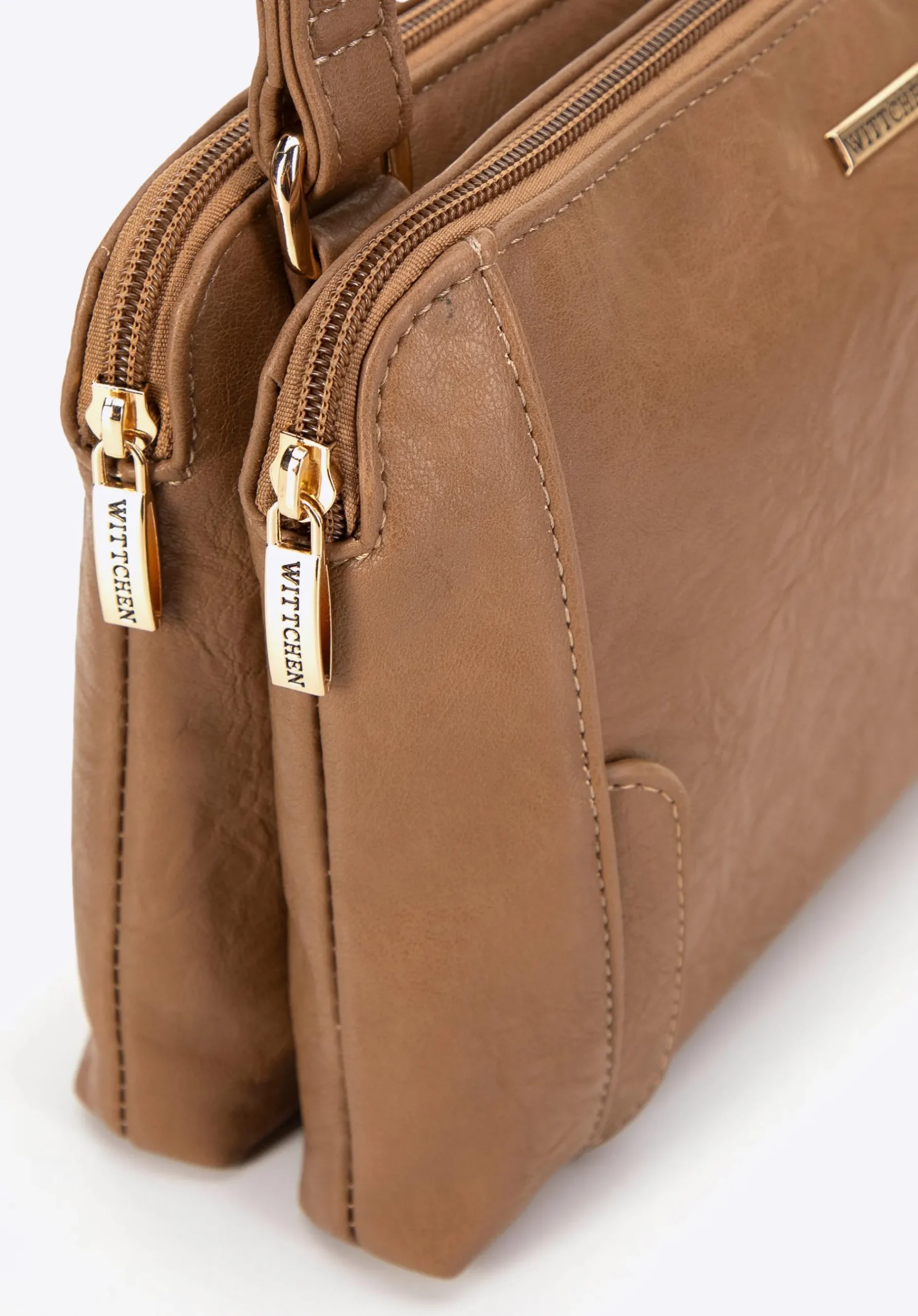 Crossbody damska z ekoskóry dwukomorowa ciemny beż>WITTCHEN Best