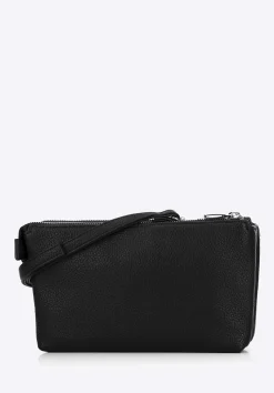 Crossbody z ekoskóry dwukomorowa czarno - srebrna><noscript><img width=