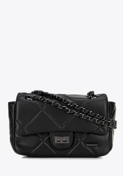Crossbody z ekoskóry w geometryczne przeszycia czarna>WITTCHEN Hot