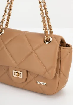 Crossbody z ekoskóry w geometryczne przeszycia beżowa><noscript><img width=