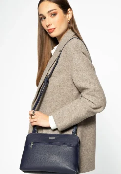 Damska crossbody dwukomorowa z ekoskóry granatowa>WITTCHEN Hot