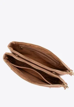 Damska crossbody dwukomorowa z kieszonką beżowa><noscript><img width=