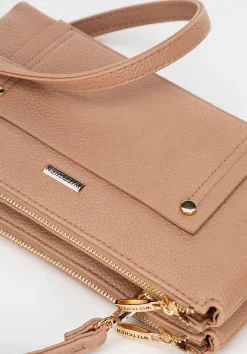 Damska crossbody dwukomorowa z kieszonką beżowa><noscript><img width=