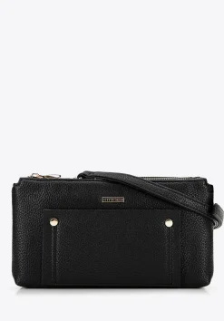 Damska crossbody dwukomorowa z kieszonką czarno - złota>WITTCHEN Discount