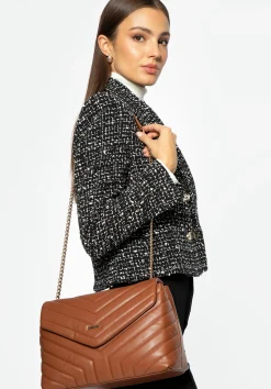 Damska crossbody na łańcuszku z ekoskóry brązowa>WITTCHEN Outlet