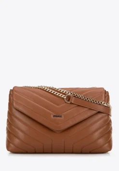 Damska crossbody na łańcuszku z ekoskóry brązowa>WITTCHEN Outlet
