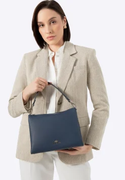 Damska crossbody trójkomorowa ze skóry granatowa>WITTCHEN Online