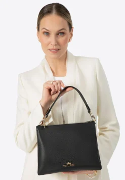Damska crossbody trójkomorowa ze skóry groszkowej czarna>WITTCHEN Outlet