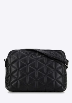 Damska crossbody w geometryczny wzór z ekoskóry czarna>WITTCHEN Online