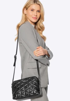 Damska crossbody w geometryczny wzór z ekoskóry czarna>WITTCHEN Online