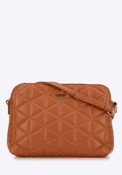 Damska crossbody w geometryczny wzór z ekoskóry jasny brąz>WITTCHEN Online