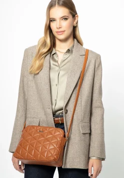 Damska crossbody w geometryczny wzór z ekoskóry jasny brąz>WITTCHEN Online