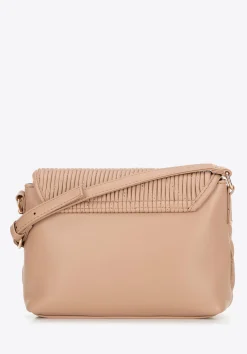 Damska crossbody w pionowe przeszycia z ekoskóry beżowa><noscript><img width=