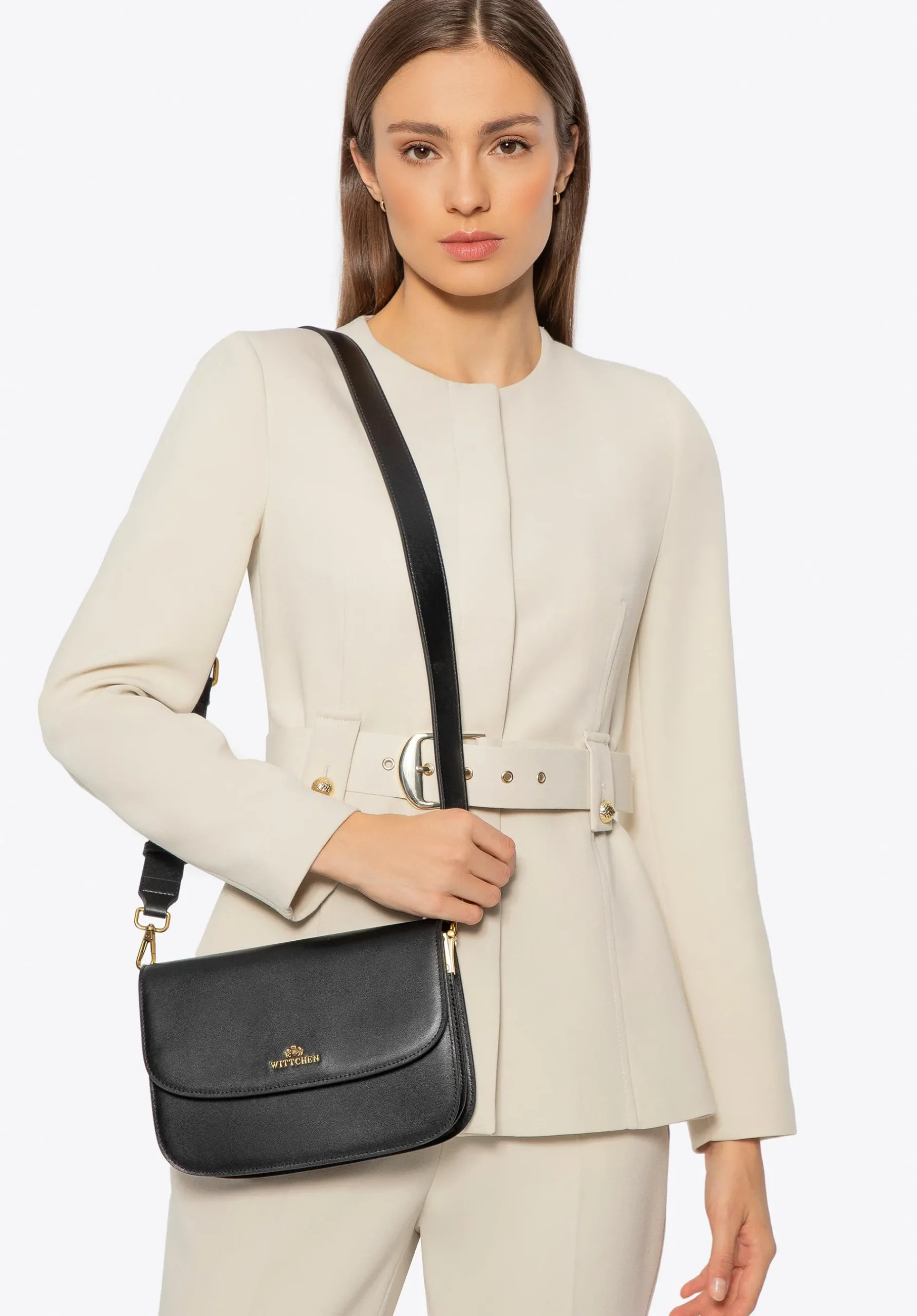 Damska crossbody ze skóry naturalnej czarna>WITTCHEN Hot
