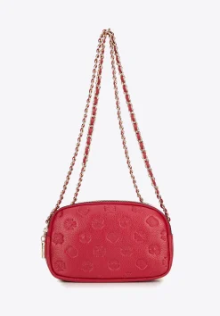 Damska crossbody ze skóry na łańcuszku malinowa>WITTCHEN Hot