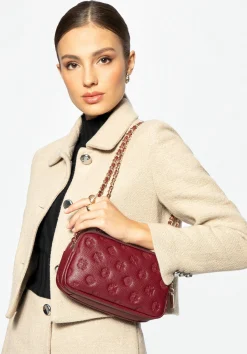 Damska crossbody ze skóry na łańcuszku bordowa>WITTCHEN New