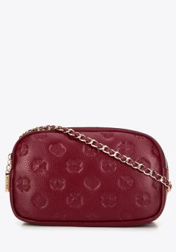 Damska crossbody ze skóry na łańcuszku bordowa>WITTCHEN New