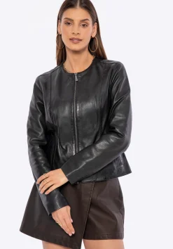 Damska kurtka z naturalnej skóry owczej czarna>WITTCHEN Fashion