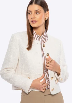 Damska marynarka z tkaniny boucle krótka beżowa>WITTCHEN Fashion