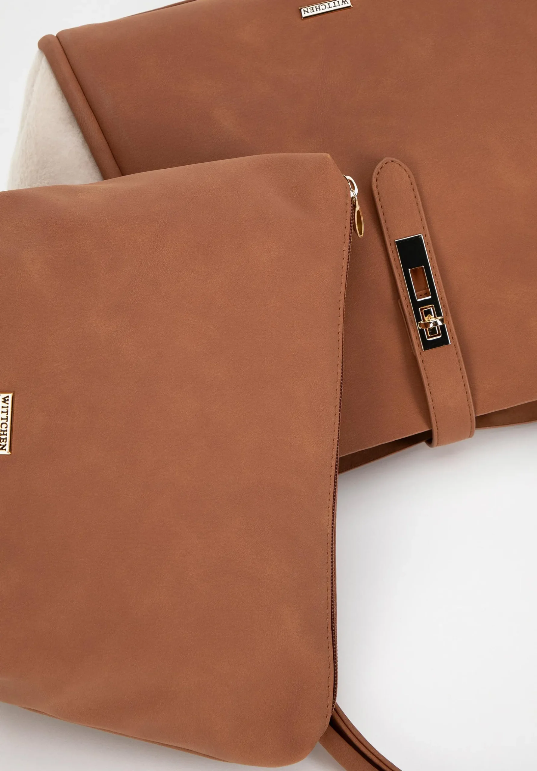 Damska shopperka z ekoskóry i sztucznego futerka beżowa>WITTCHEN Hot