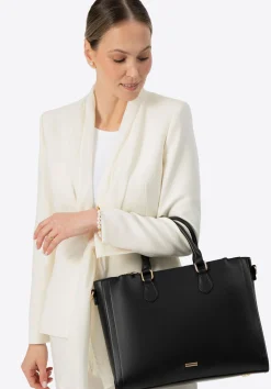 Damska torba na laptopa 14,5” z imitacji skóry czarna>WITTCHEN Hot