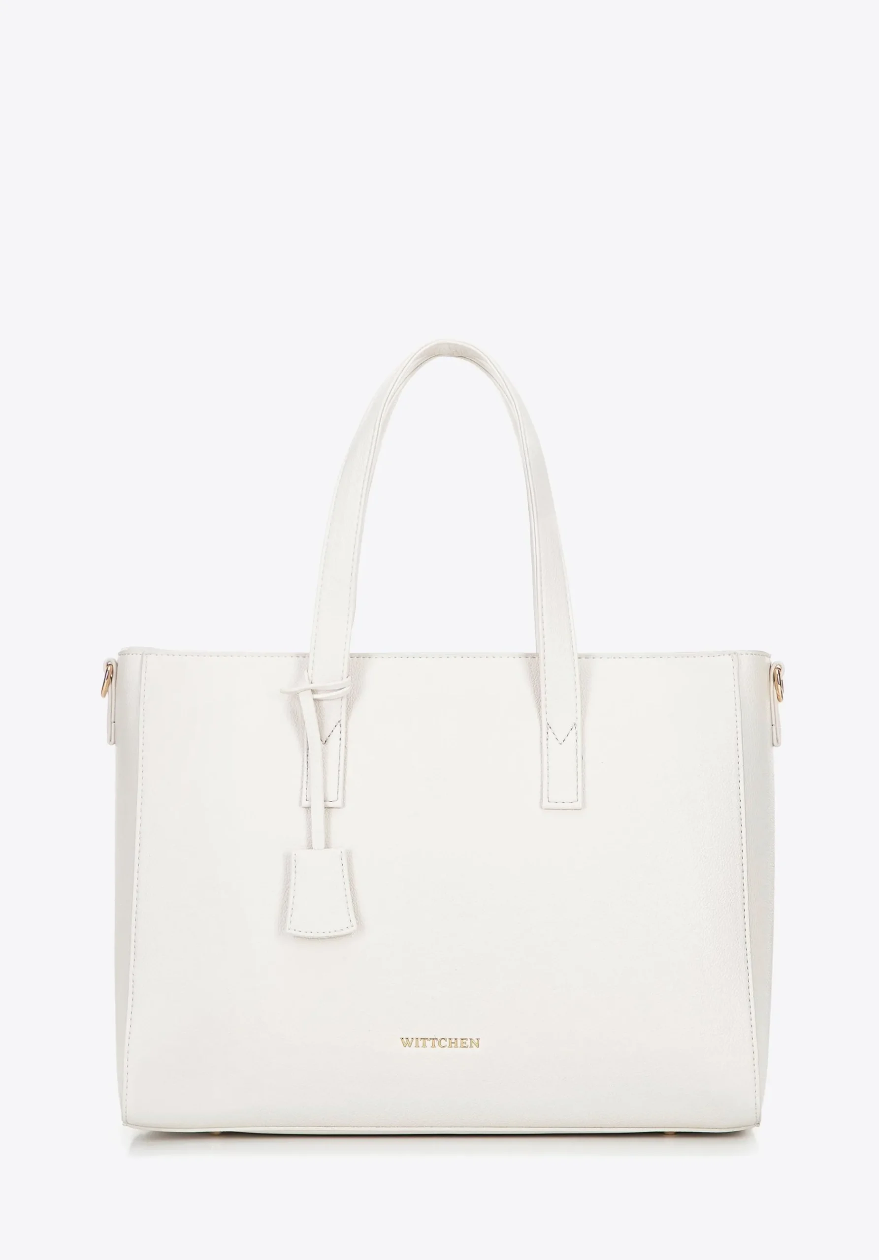 Damska torba na laptopa 16" z imitacji skóry kremowa>WITTCHEN Fashion