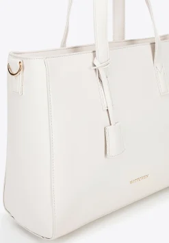Damska torba na laptopa 16" z imitacji skóry kremowa><noscript><img data-lazyloaded=