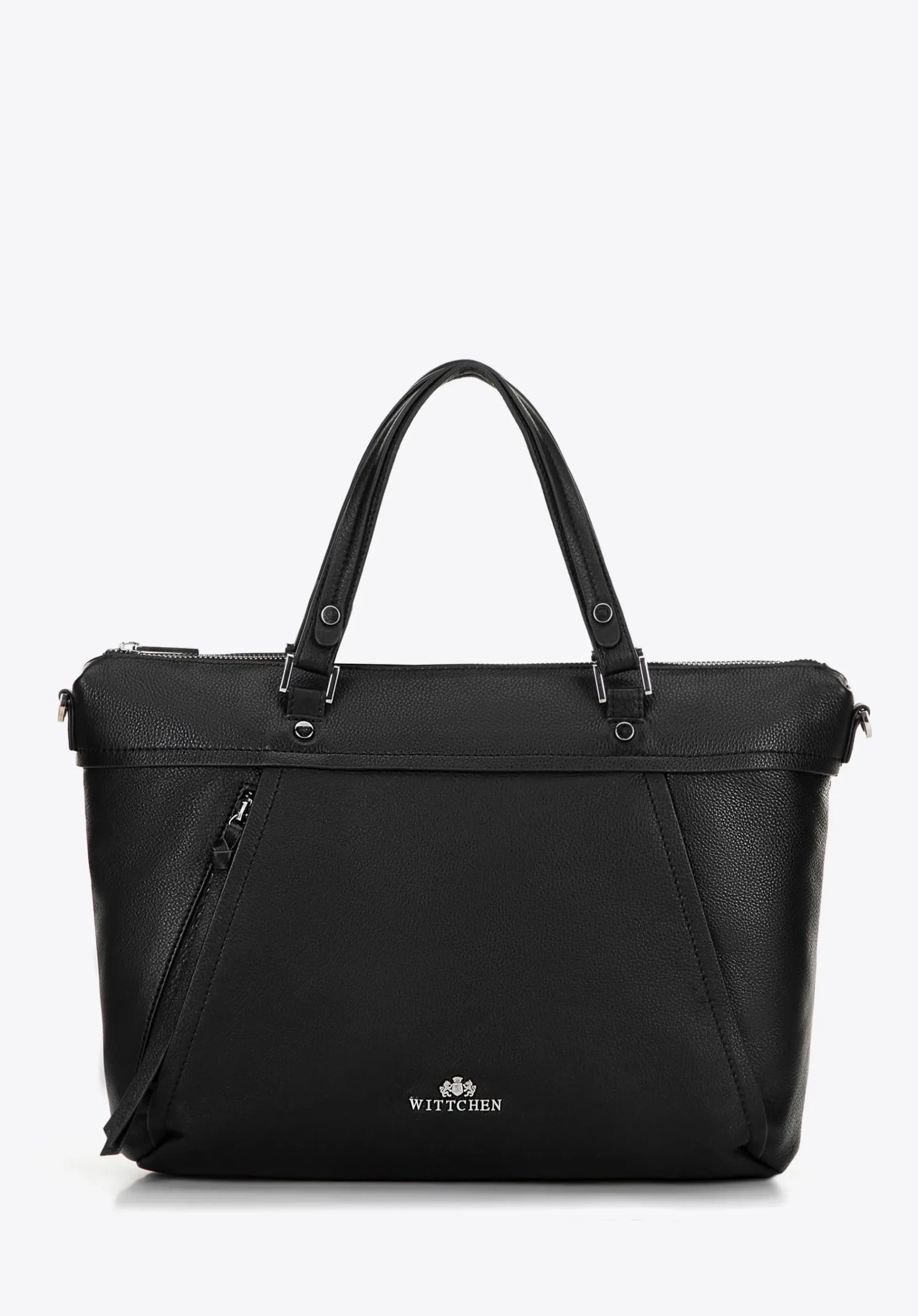 Damska torba na laptopa 15" ze skóry z chwostem czarna>WITTCHEN Fashion