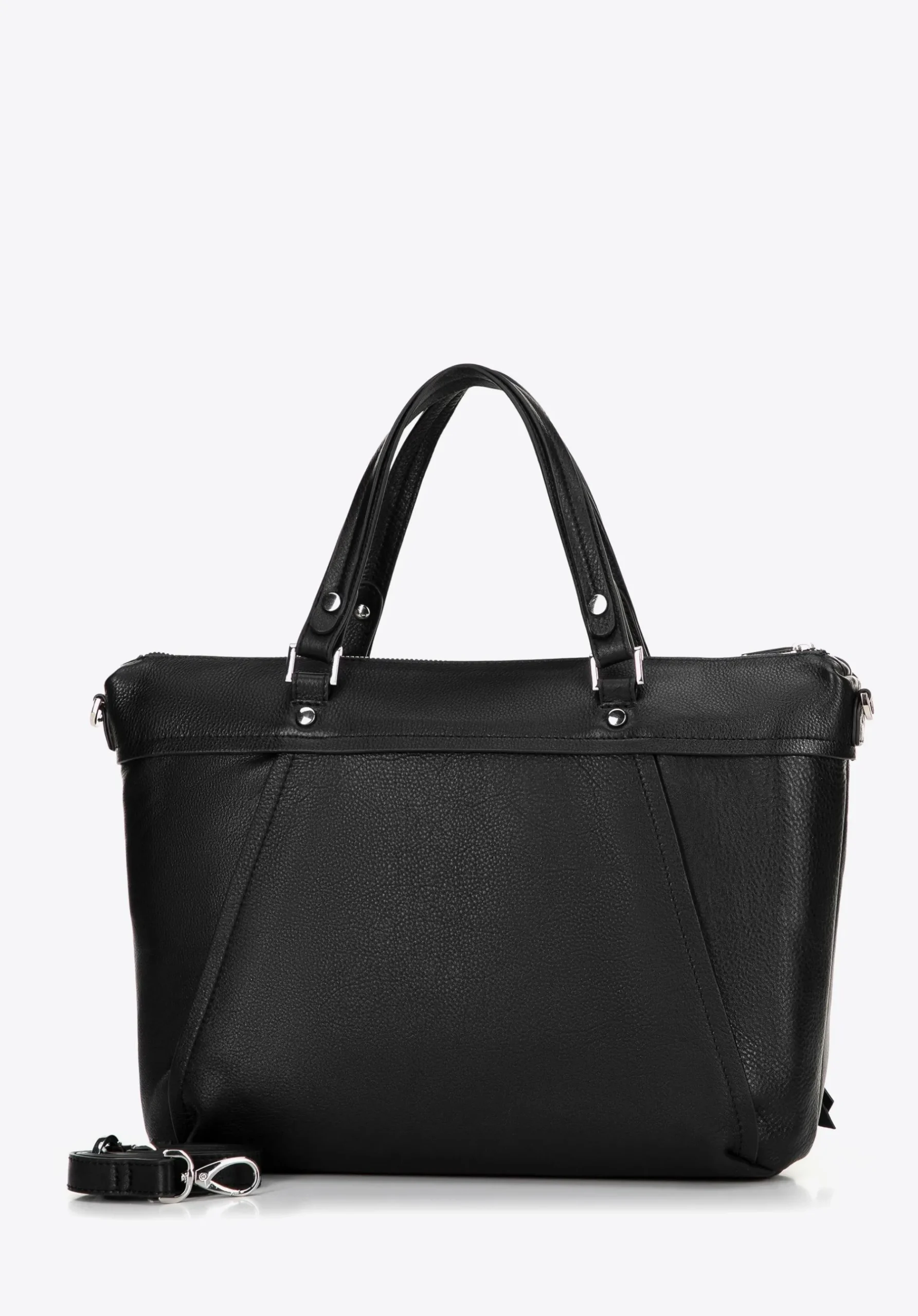 Damska torba na laptopa 15" ze skóry z chwostem czarna>WITTCHEN Fashion