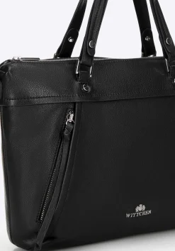 Damska torba na laptopa 15" ze skóry z chwostem czarna><noscript><img data-lazyloaded=