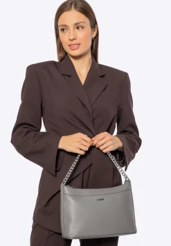 Damska torebka na ramię z ekoskóry szaro - srebrna>WITTCHEN Fashion