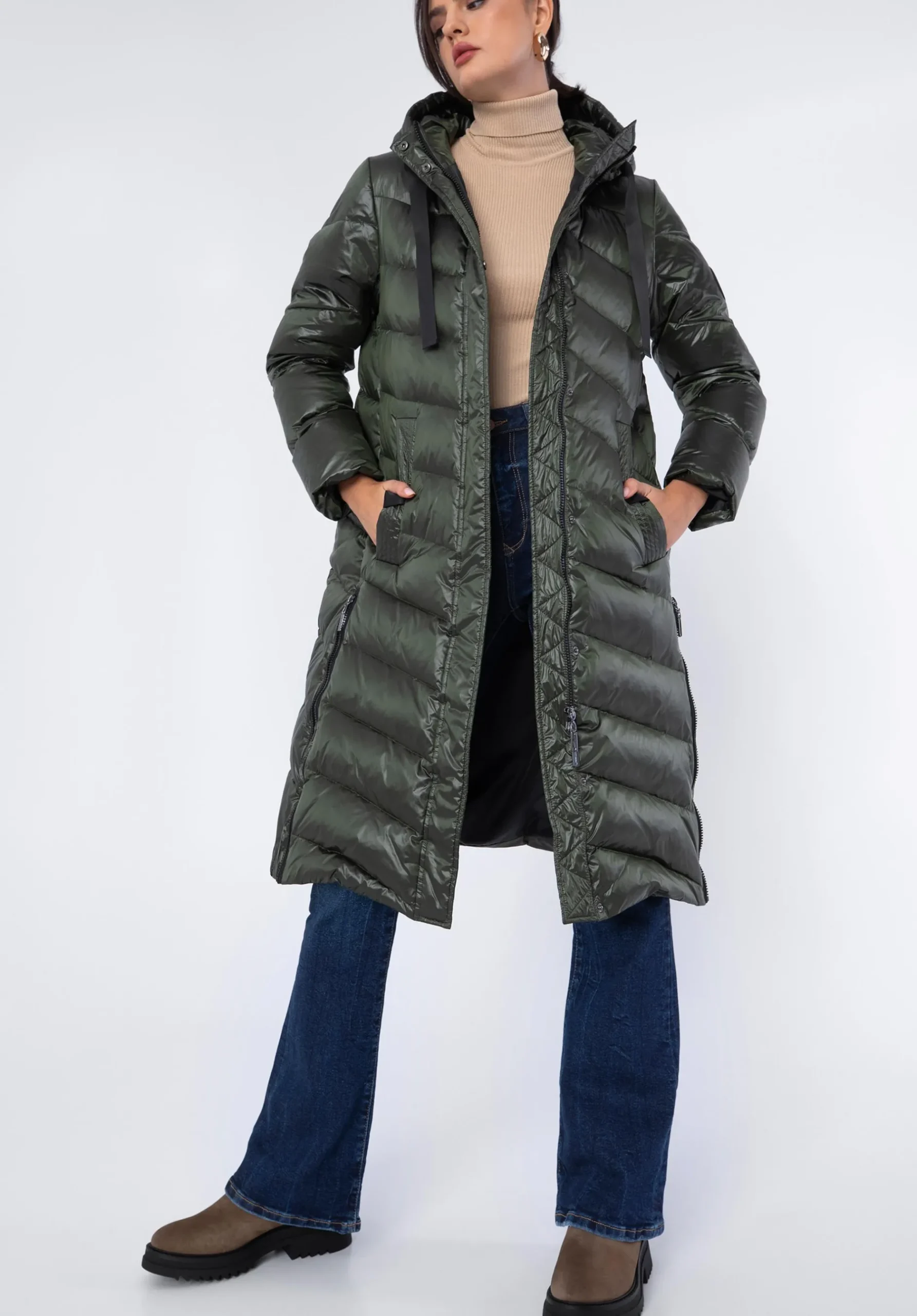 Damski płaszcz pikowany z nylonu długi>WITTCHEN Fashion