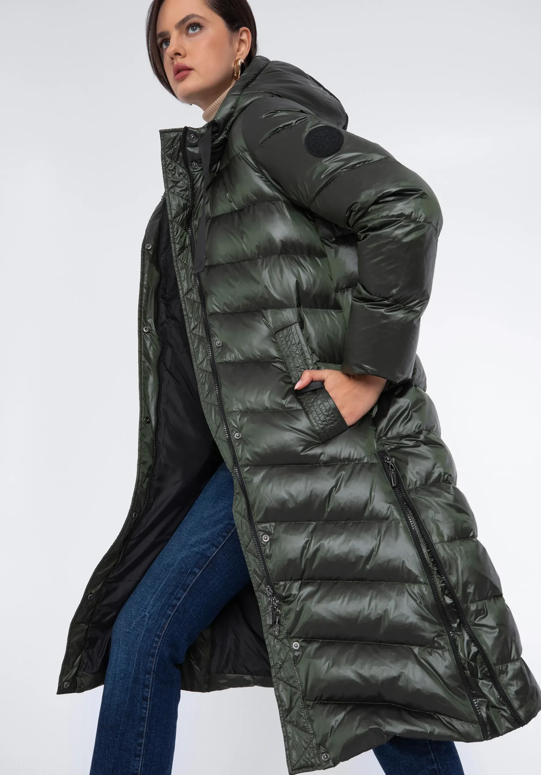 Damski płaszcz pikowany z nylonu długi>WITTCHEN Fashion