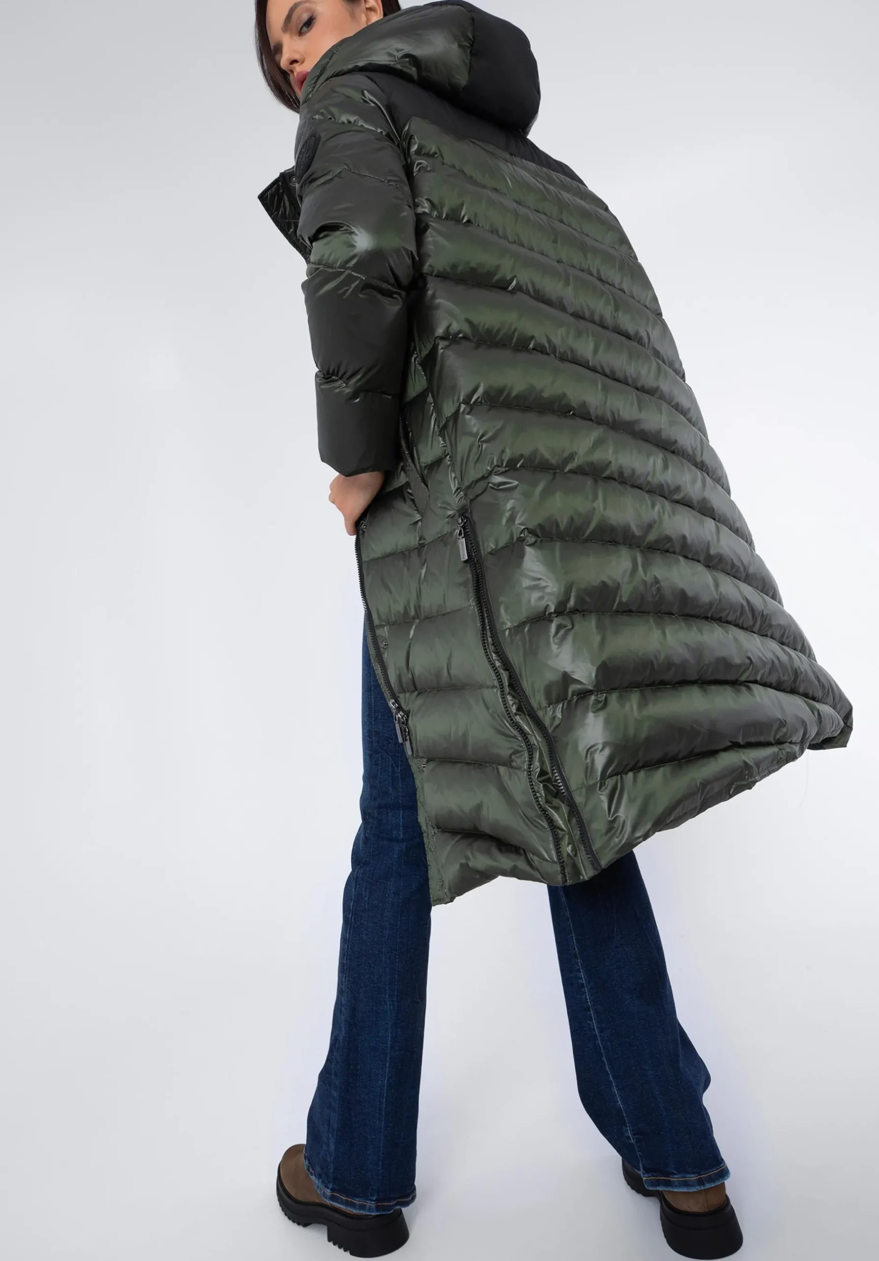 Damski płaszcz pikowany z nylonu długi>WITTCHEN Fashion