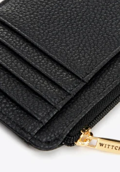 Damskie etui na karty z imitacji skóry czarne><noscript><img width=