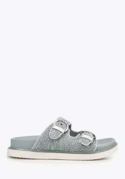 Damskie klapki plecione jasnoniebieskie>WITTCHEN Fashion