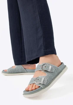 Damskie klapki plecione jasnoniebieskie>WITTCHEN Fashion