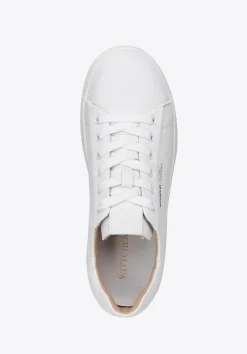 Damskie klasyczne sneakersy na platformie białe><noscript><img width=