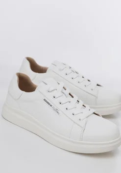 Damskie klasyczne sneakersy na platformie białe><noscript><img width=