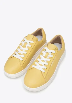 Damskie klasyczne sneakersy na platformie żółte><noscript><img width=