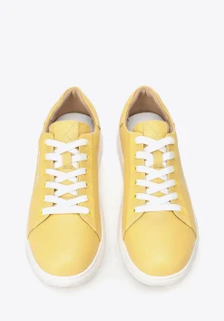Damskie klasyczne sneakersy na platformie żółte><noscript><img width=