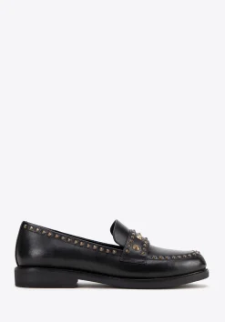 Damskie loafersy skórzane z ozdobnymi nitami czarne>WITTCHEN Discount
