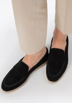 Damskie mokasyny ze skóry zamszowej klasyczne czarne>WITTCHEN Fashion