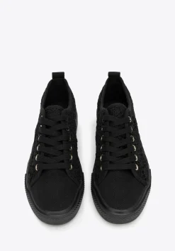 Damskie sneakersy ażurowe czarne><noscript><img width=