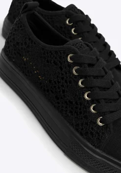 Damskie sneakersy ażurowe czarne><noscript><img width=
