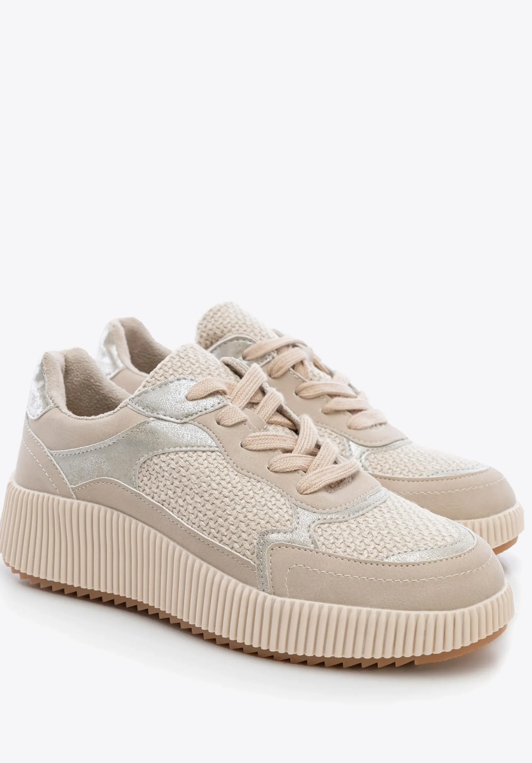 Damskie sneakersy na grubej platformie beżowe>WITTCHEN Fashion