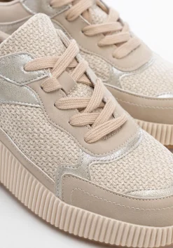 Damskie sneakersy na grubej platformie beżowe><noscript><img width=