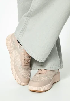 Damskie sneakersy na grubej platformie beżowe><noscript><img width=