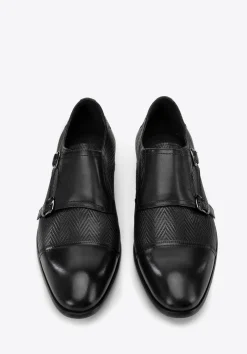 Double monki ze skóry naturalnej czarne><noscript><img width=